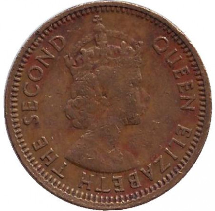 Монета 5 центов. 1958 год, Гонконг. Монета 5 центов. 1958 год, Гонконг.