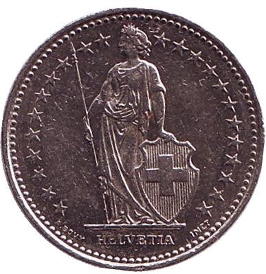 Монета 1/2 франка. 1989 год, Швейцария. Монета 1/2 франка. 1989 год, Швейцария.