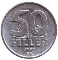 Монета 50 филлеров. 1987 год, Венгрия. Монета 50 филлеров. 1987 год, Венгрия.