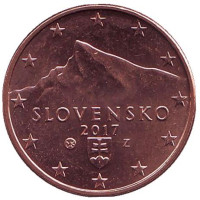 Монета 5 центов. 2017 год, Словакия.