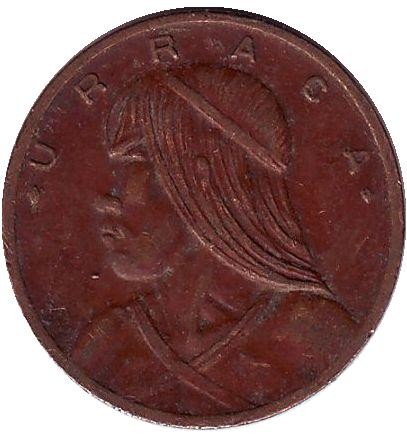 Монета 1 сентесимо. 1987 год, Панама.