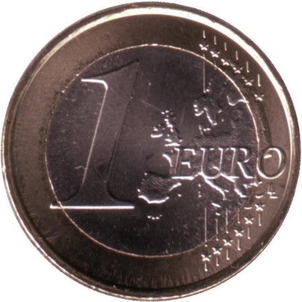 Монета 1 евро. 2021 год, Испания. Монета 1 евро. 2021 год, Испания.
