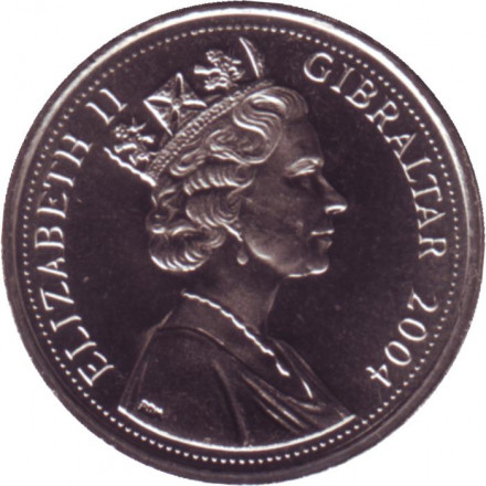 Монета 5 пенсов. 2004 год, Гибралтар. 300 лет захвату Гибралтара. Монета 5 пенсов. 2004 год, Гибралтар. 300 лет захвату Гибралтара.