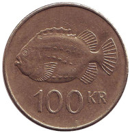 Монета 100 крон. 2001 год, Исландия. Пинагор. Монета 100 крон. 2001 год, Исландия. Пинагор.