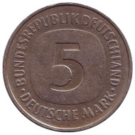 Монета 5 марок. 1975 год (G), ФРГ. Монета 5 марок. 1975 год (G), ФРГ.
