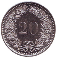 Монета 20 раппенов. 2006 год, Швейцария. Монета 20 раппенов. 2006 год, Швейцария.