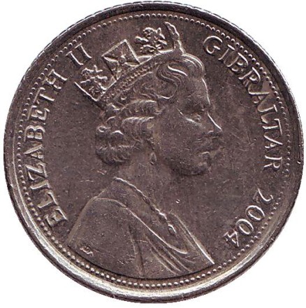 Монета 10 пенсов. 2004 год, Гибралтар. 300 лет захвату Гибралтара.