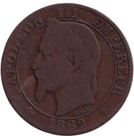 Монета 5 сантимов. 1862 год (BB), Франция. Наполеон III.
