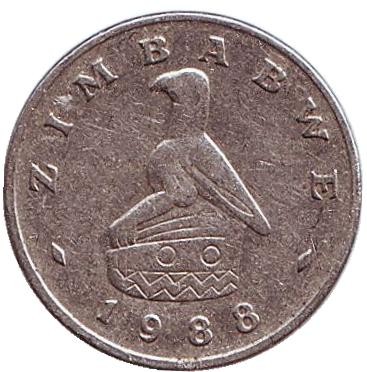 Монета 5 центов. 1988 год, Зимбабве. Кролик. Монета 5 центов. 1988 год, Зимбабве. Кролик.