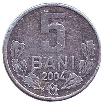 Монета 5 бани. 2004 год, Молдавия.