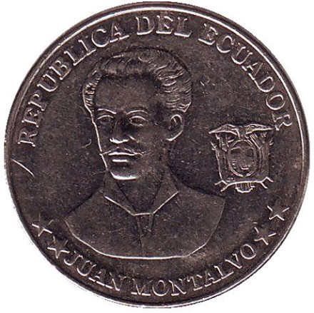 Монета 5 сентаво. 2003 год, Эквадор. Хуан Монтальво.
