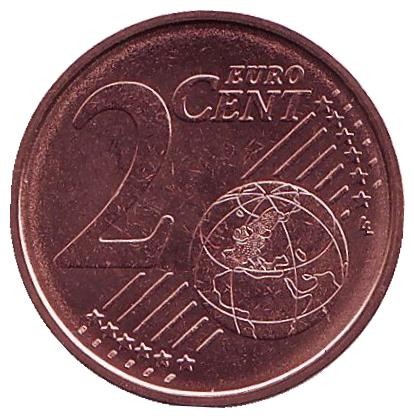 Монета 2 цента. 2017 год, Италия.