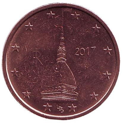 Монета 2 цента. 2017 год, Италия.
