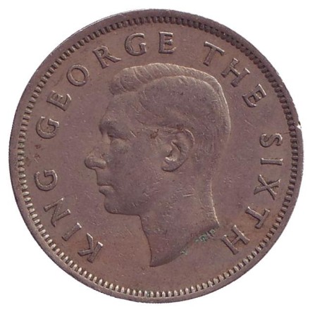 Монета 1 флорин. 1950 год, Новая Зеландия. Киви (птица). Монета 1 флорин. 1950 год, Новая Зеландия. Киви (птица).