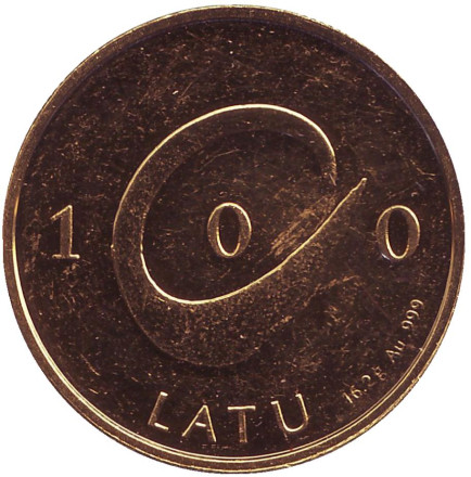 Монета 100 латов. 1998 год, Латвия. Развитие.