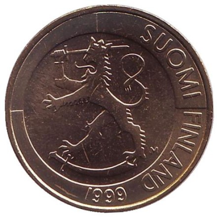 Монета 1 марка. 1999 год, Финляндия. UNC.