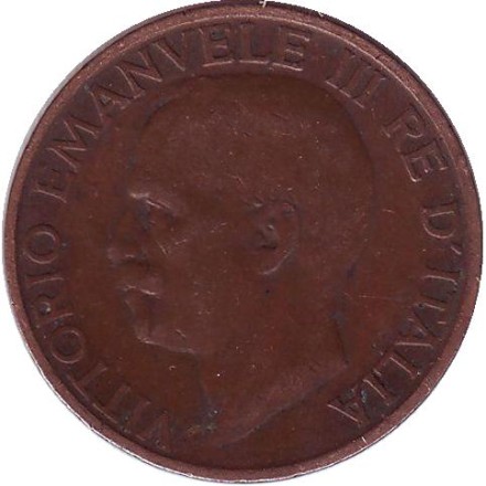 Монета 10 чентезимо. 1924 год, Италия. Пчела.