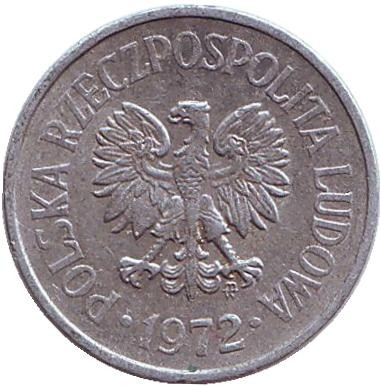 Монета 10 грошей. 1972 год, Польша. Монета 10 грошей. 1972 год, Польша.