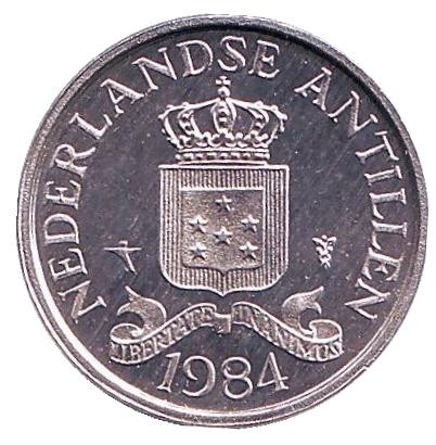 Монета 1 цент. 1984 год, Нидерландские Антильские острова.
