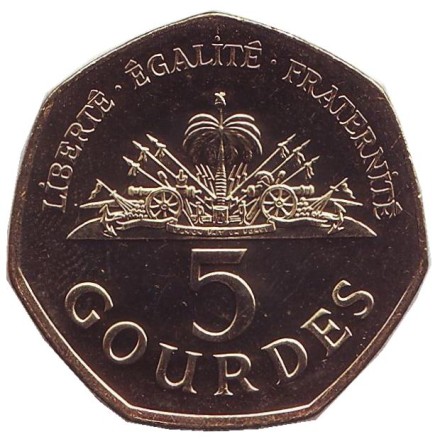 Монета 5 гурдов. 2011 год, Гаити. Национальные герои Гаити.