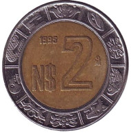 Монета 2 песо. 1995 год, Мексика. Монета 2 песо. 1995 год, Мексика.