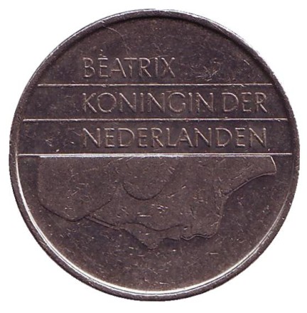 Монета 1 гульден. 1983 год, Нидерланды.
