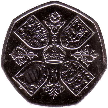Монета 50 пенсов. 2022 год, Великобритания. Карл III. Жизнь и наследие королевы Елизаветы II.