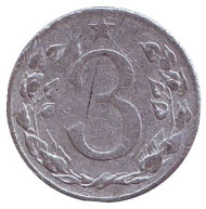 Монета 3 геллера. 1953 год, Чехословакия. Монета 3 геллера. 1953 год, Чехословакия.