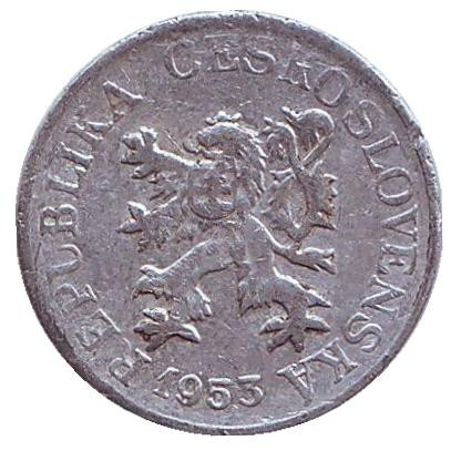 Монета 3 геллера. 1953 год, Чехословакия. Монета 3 геллера. 1953 год, Чехословакия.