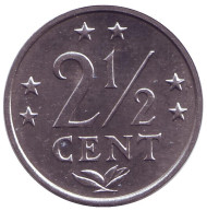 Монета 2,5 цента. 1980 год, Нидерландские Антильские острова. Монета 2,5 цента. 1980 год, Нидерландские Антильские острова.