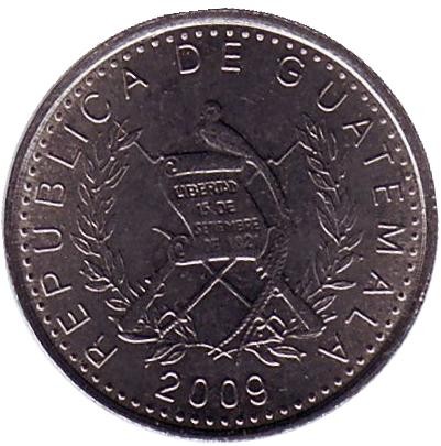 Монета 5 сентаво. 2009 год, Гватемала. Хлопковое дерево. Монета 5 сентаво. 2009 год, Гватемала. Хлопковое дерево.