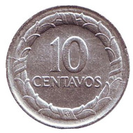 Монета 10 сентаво. 1945 год, Колумбия. Монета 10 сентаво. 1945 год, Колумбия.