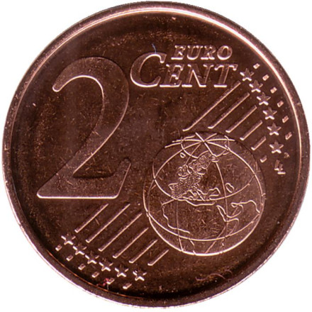 Монета 2 цента. 2023 год, Испания. Монета 2 цента. 2023 год, Испания.