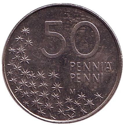 Монета 50 пенни. 1991 год, Финляндия. Медведь. Монета 50 пенни. 1991 год, Финляндия. Медведь.