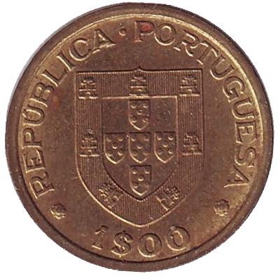 Монета 1 эскудо. 1982 год, Португалия. Чемпионат мира по хоккею на роликах.