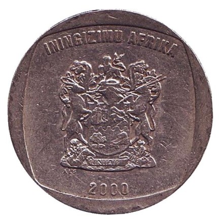Монета 5 рандов. 2000 год, ЮАР. (Старый тип). Антилопа гну. Монета 5 рандов. 2000 год, ЮАР. (Старый тип). Антилопа гну.
