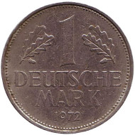 Монета 1 марка. 1972 год (F), ФРГ. Монета 1 марка. 1972 год (F), ФРГ.