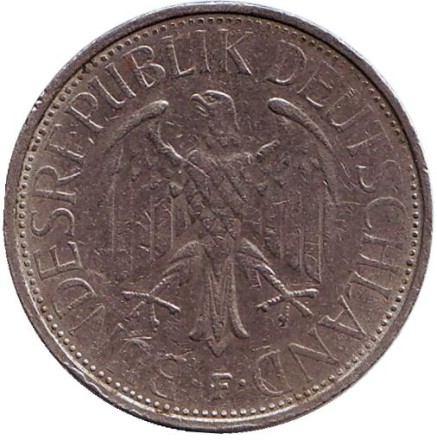 Монета 1 марка. 1972 год (F), ФРГ. Монета 1 марка. 1972 год (F), ФРГ.