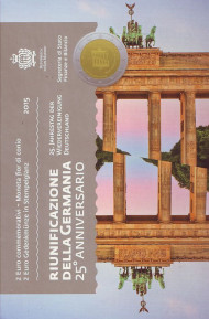 Монета 2 евро. 2015 год, Сан-Марино. (в буклете) 25-летие Объединения Германии. Монета 2 евро. 2015 год, Сан-Марино. (в буклете) 25-летие Объединения Германии.