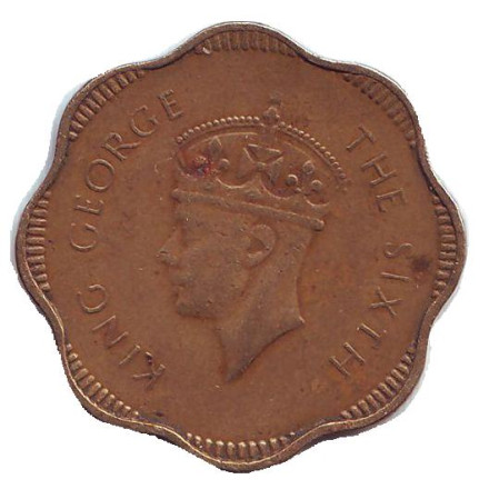 Монета 10 центов. 1951 год, Цейлон.