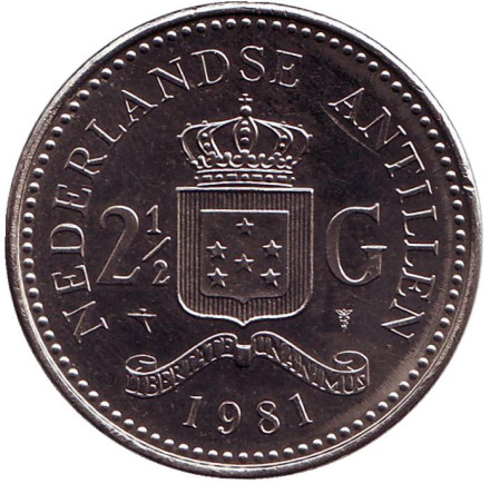 Монета 2,5 гульдена. 1981 год, Нидерландские Антильские острова.