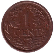 Монета 1 цент. 1938 год, Нидерланды.