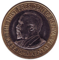 Монета 10 шиллингов. 2010 год, Кения. Джомо Кениата - первый президент Кении. Монета 10 шиллингов. 2010 год, Кения. Джомо Кениата - первый президент Кении.