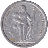 Монета 1 франк. 1949 год, Французская Океания. Монета 1 франк. 1949 год, Французская Океания.