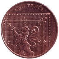 Монета 2 пенса. 2008 год, Великобритания. Новый тип. Монета 2 пенса. 2008 год, Великобритания. Новый тип.