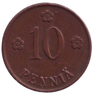 Монета 10 пенни. 1922 год, Финляндия. Монета 10 пенни. 1922 год, Финляндия.