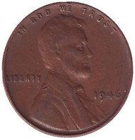 Монета 1 цент. 1946 год (P), США. Линкольн. Монета 1 цент. 1946 год (P), США. Линкольн.