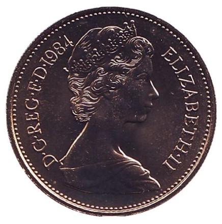 Монета 5 пенсов. 1984 год, Великобритания. BU. Монета 5 пенсов. 1984 год, Великобритания. BU.