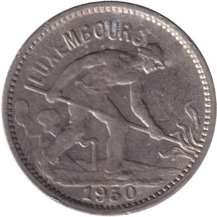 Монета 50 сантимов. 1930 год, Люксембург.