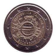 Монета 2 евро, 2012 год, Италия. 10 лет введения наличных евро. Монета 2 евро, 2012 год, Италия. 10 лет введения наличных евро.